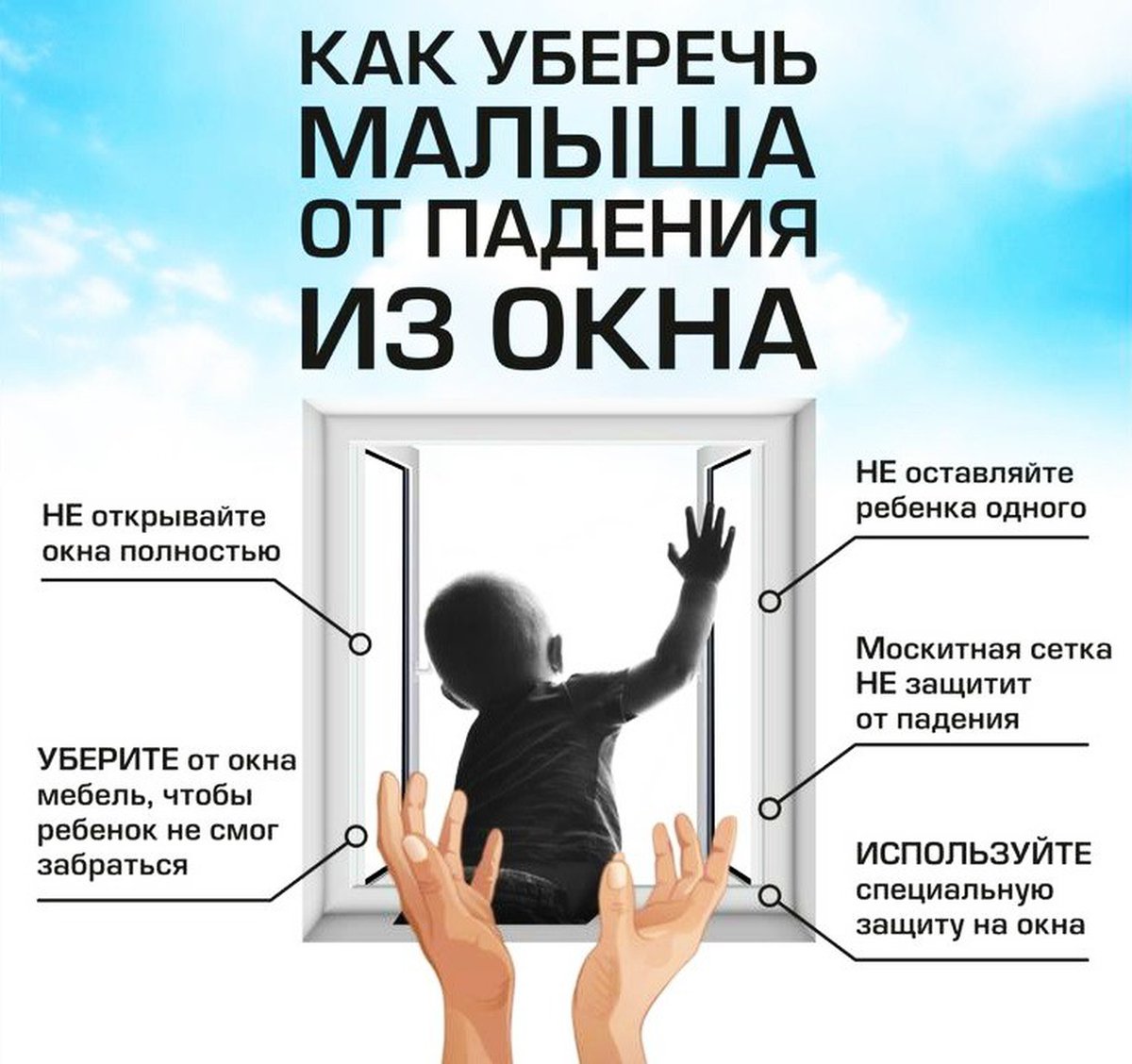 Современное окно стало причиной несчастных случаев с детьми – ежегодно с  наступлением жаркой погоды отмечается рост несчастных случаев, которые  связаны с выпадением маленьких детей из окон.ПАМЯТКА для родителей об  опасностях открытого окна.