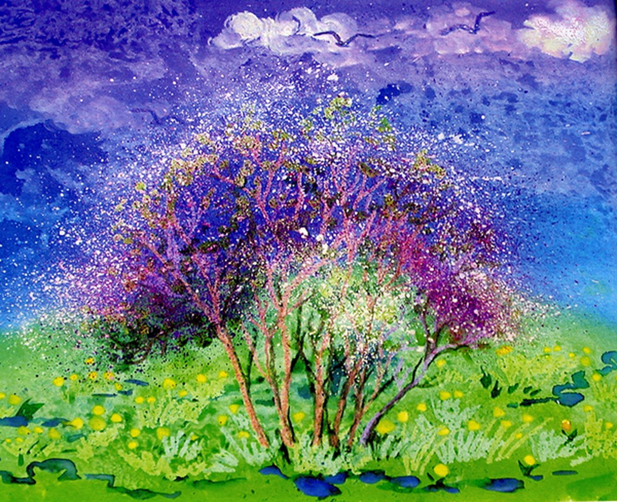 Правополушарное рисование цветущее дерево